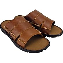 DUNLOP Mens Leather Mule Slippers Open Toe Slip On Summer Shoes