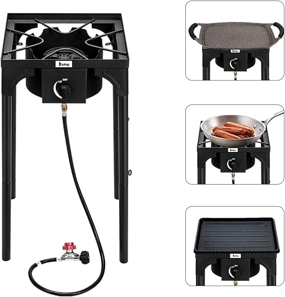 Outdoor Camp Stove High Pressure Propane Gas Cooker Portable Cast Iron Patio Cooking Burner Tools