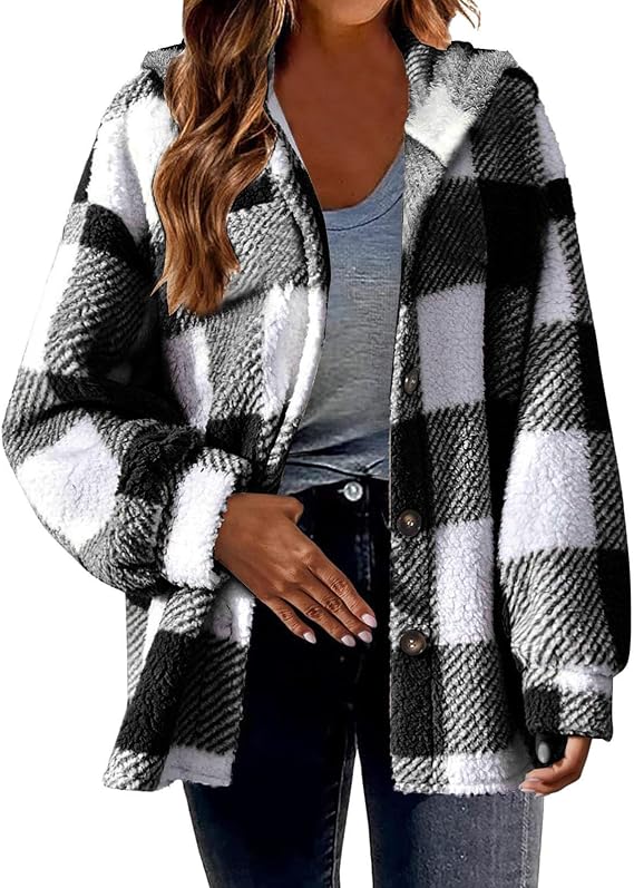 Winter Jackets for women 2025 Plus Size Sherpa Jackets Fuzzy Fleece Zipper Stand Collar Coat Trendy Thicken Coats