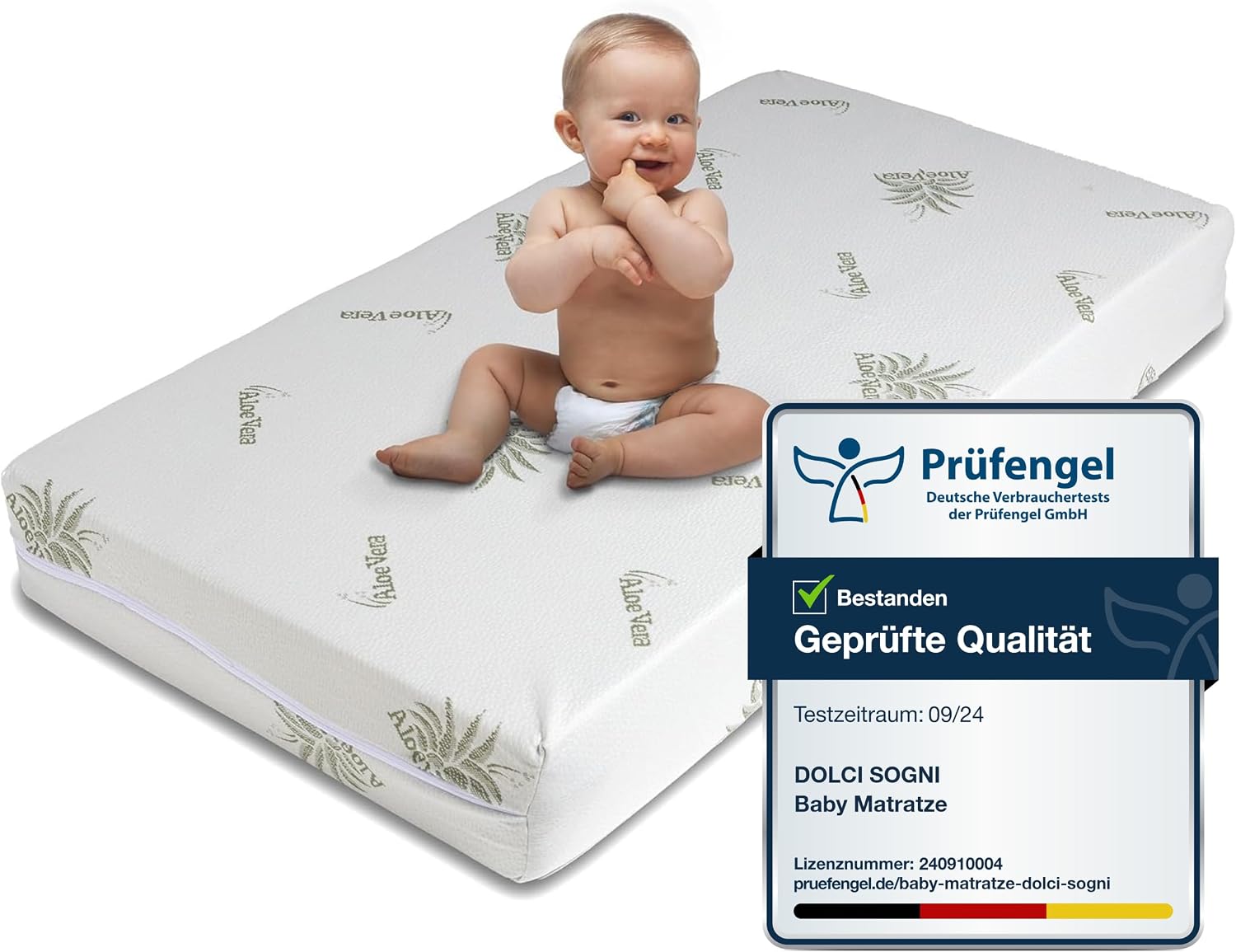 DOLCI SOGNI CertiPUR ™ Childrens Mattress 60 x 120 cm with Thickness 10 cm CertiPUR ™ Mattress 60 x 120 cm Baby for Cot or Newborn Removable Aloe Vera Cover Classic 60 x 120 cm