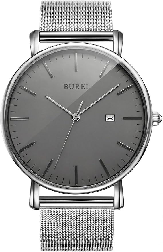 BUREI Ultra Dünne Uhren Herren Analoges Datum Armbanduhr Herren mit Japanisches Quarzwerk Geschenke für Männer