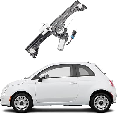 Dasbecan Front Left Driver Side Window Regulator Assembly wMotor Compatible with Fiat 500 2012-2019 1.4L Replaces 751-648 68070267AD 68070267AE 68070267AC