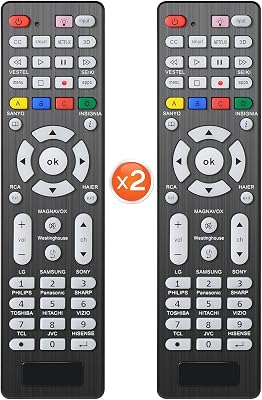 2 PCS Universal TV Remote Control with Light-Up-Button Compatible with LG, Samsung, Philips, Panasonic, Sharp TCL, Vizio, Sony, Sanyo, Toshiba, Insignia, Hisense, JVC, RCA Brands LCD LED 3D TV Remote