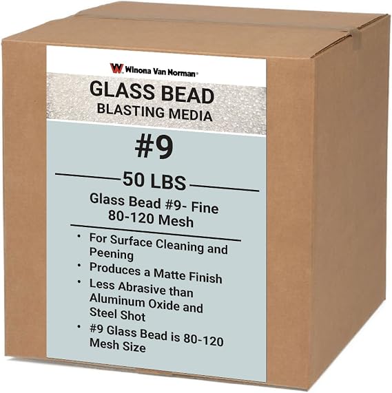 Glass Bead #9 Sand Blasting Media - Fine Size - 80-120 Mesh for Sandblasting (48lbs)