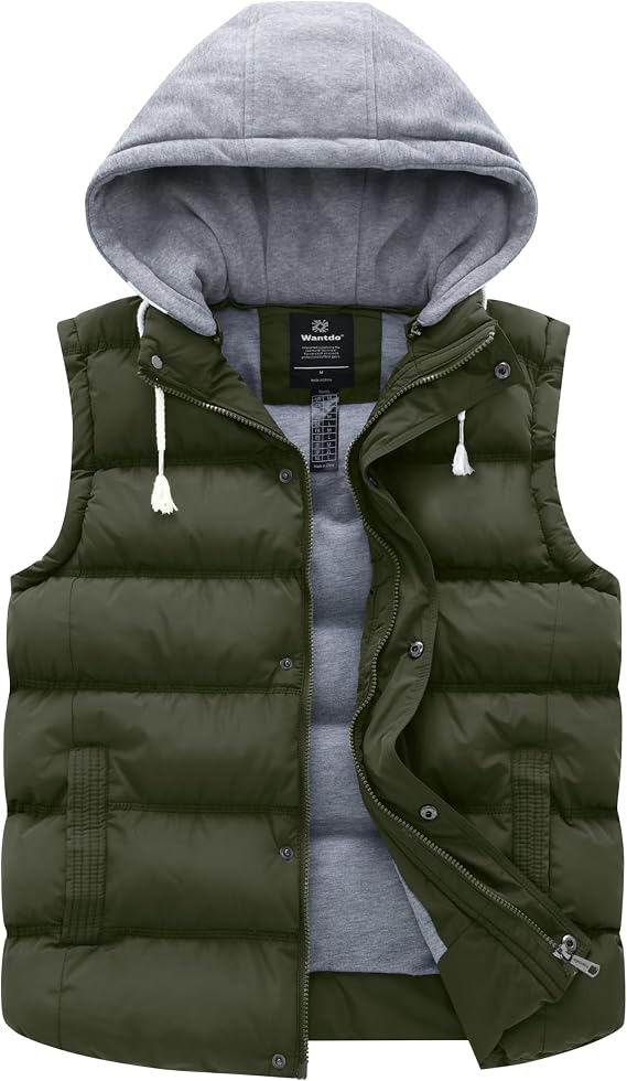 wantdo Women's Quilted Puffer Vest Outerwear Warm Winter Vest with Hood