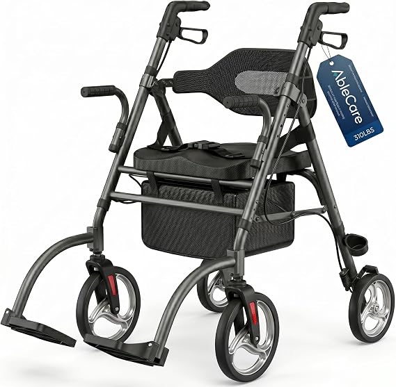 Foldable Rollator Walker for Seniors with Seat, Rolling Walkers