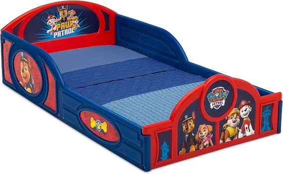Delta Children - PAW Patrol Plastic Sleep and Play Toddler Bed with Attached Guardrails