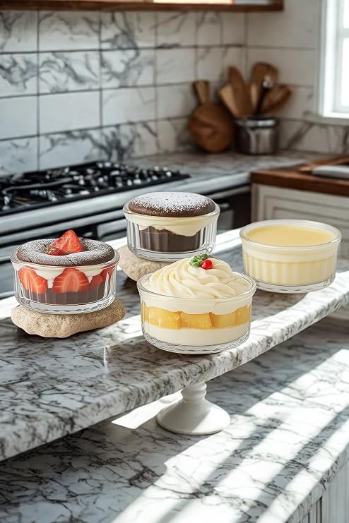 Cressa Isıya Dayanıklı Cam Fırın Kasesi 4 Adet 10 cm-Sufle Kabı