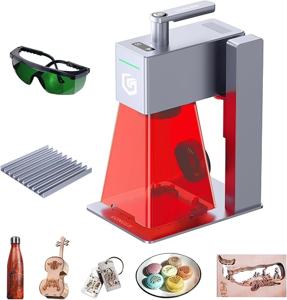 Longer Nano Pro 12000mW Desktop Laser Engraver, 0.05mm Precision 5000mm/s Engraving Speed, 3.3K Resolution, Laser Cutter and Engraver for Wood, Metal, Acrylic, Leather, Ceramics 100x100mm Work Area