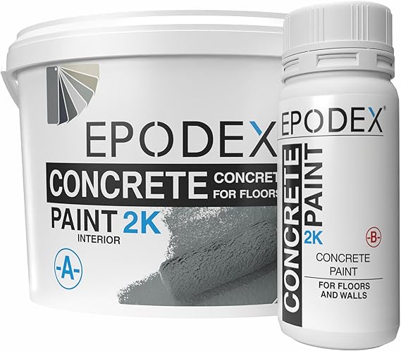 EPODEX 2K Concrete Paint, Epoxy Floor Paint - 2.2 Gallon - Silver Gray
