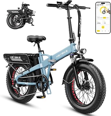 Heybike Mars 2.0 Electric Bike for Adults,28MPH&1400W Peak Motor,624Wh Removable Battery with 50 Miles Max Range, UL Certificated Folding Electric Bicycle with 204 Fat Tire  Suspension