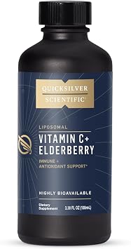 Quicksilver Scientific Liposomal Vitamin C + Elderberry - 1000mg with Superior Absorption Technology & Tocotrienols - Antioxidant & Immune Support Tonic 100ml, 1 Item
