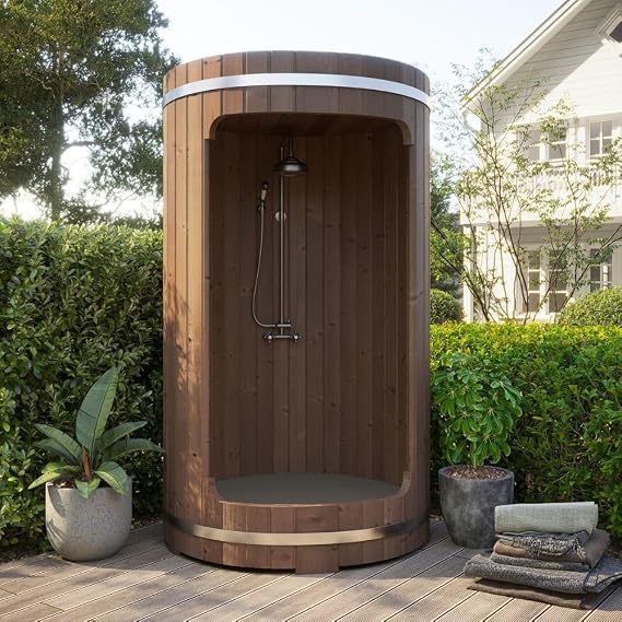 Backyard Barrel Shower Kit Model R3, Rain-Series Outdoor Shower 53" Wx90 H