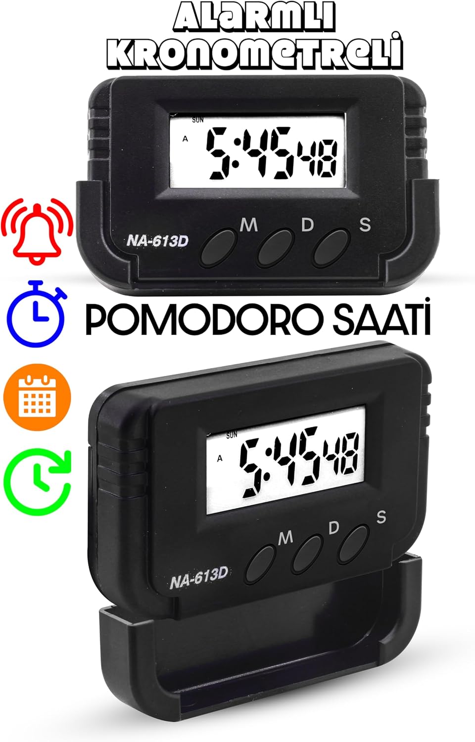 Pomodoro Student Clock Digital Lesson Study Clock with Alarm Calendar with Stopwatch Desk Auto Clock