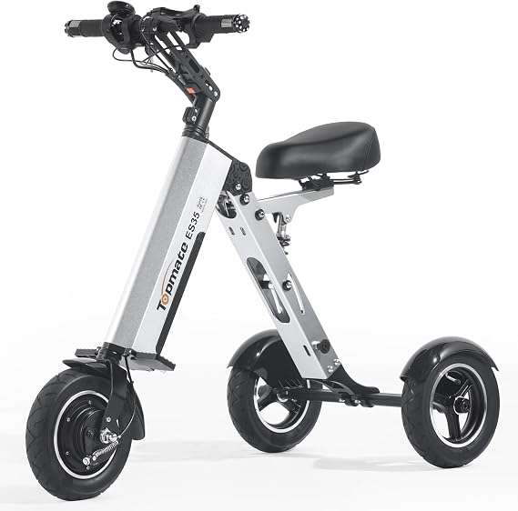 TopMate ES35 Powered Electric Scooter 3 Wheels Foldable Trike for Adults | Lightweight Electric Scooter with Removable 36V 7.8AH Battery with Seat, Reverse Function & Key Switch for Commute and Travel