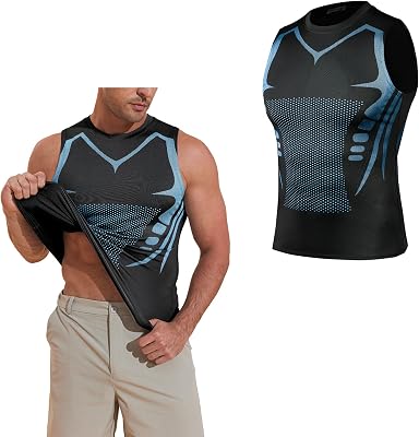 Beotyshow Ionic Shaping Sleeveless Shirt Gynecomastia Compression Shirts Slimming Body Shaper Vest Shapewear Tank Top for Men