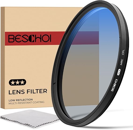 Beschoi 37mm Polarizer Filter 30 Layer Multi-Resistant Nano Coated Circular Polarizing Filter(CPL) with HD Optical Glass/Ultra Slim Frame, Reduce Glare/Enhance Contrast/Reduce Reflection