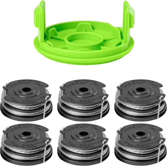 Greenworks 0.065" Dual Line Auto-Feed String Trimmer Spools (6-Pack) + Replacement Spool Cover