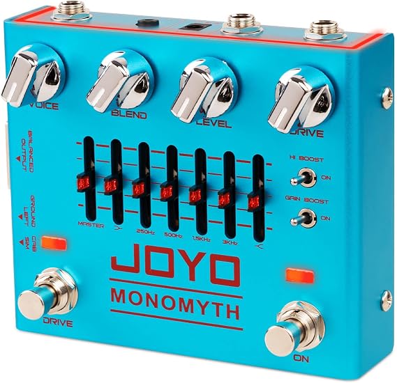 JOYO Bass Preamp & DI Guitar Pedal, 6-Band Graphic EQ with Blend/Voice/Drive Control, Treble & Gain Boost, XLR DI Out & Cab Sim, Bypass (MONOMYTH R-26)