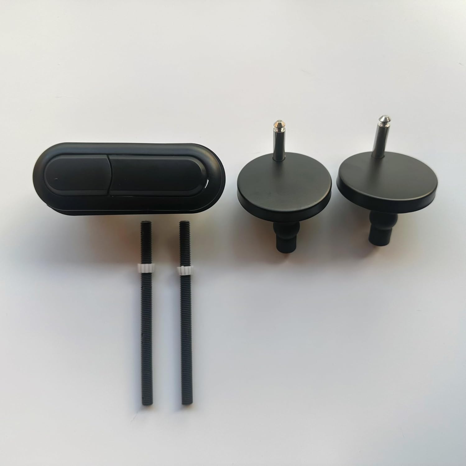 BS003 Toilet Oval Push Button Top Dual Flush Tank Replacement Parts with Seat Screw Caps Set Matte Black