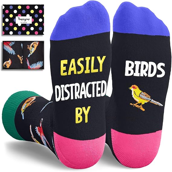 Funny Socks for Women Men - Novelty Crazy Socks Bird Butterfly Gifts, Bird Stocking