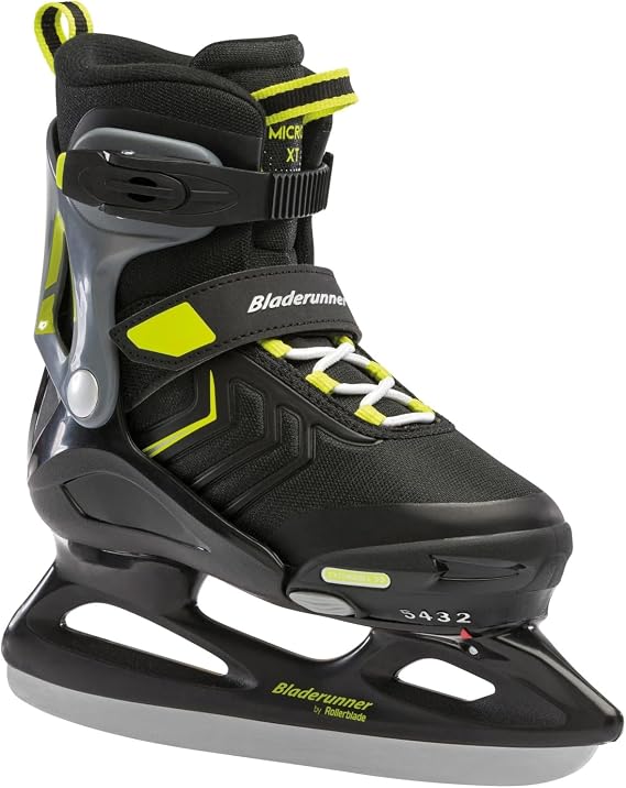 Bladerunner Ice by Rollerblade Micro Ice XT, Junior, Adjustable, Black and Lime, Ice Skates