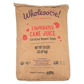 Wholesome Organic Cane Sugar, Non GMO & Gluten Free, 50 Pound (Pack of 1), (Packaging May Vary)