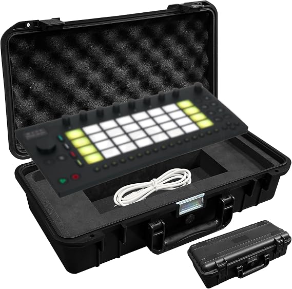 Hard Shell MIDI Controller Case for Ableton Move, Hard Shell Carrying Storage Case Equipped with Comfort Handle with Customizable Foam