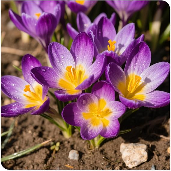 Crocus Bulbs/Saffron Crocus Bulbs -Bedding/Gorgeous/Potted/Plants/Rhizome/Ornamental/Resistant-4 Bulbs-D