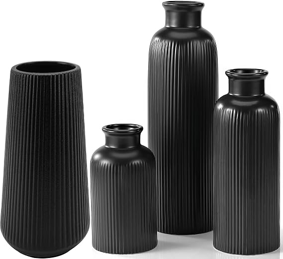 Black Ceramic Vase Set