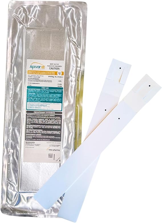 Apivar 2.0 Amitraz Strips for Varroa Mite Control - 4 Strips