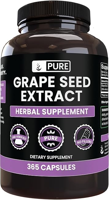 PURE ORIGINAL INGREDIENTS Grape Seed Extract 365 Capsules No Magnesium Or Rice Fillers, Always Pure, Lab Verified