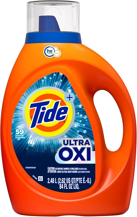 Tide Ultra Oxi Liquid Laundry Detergent, Fresh, 84 Fl Oz, Blue