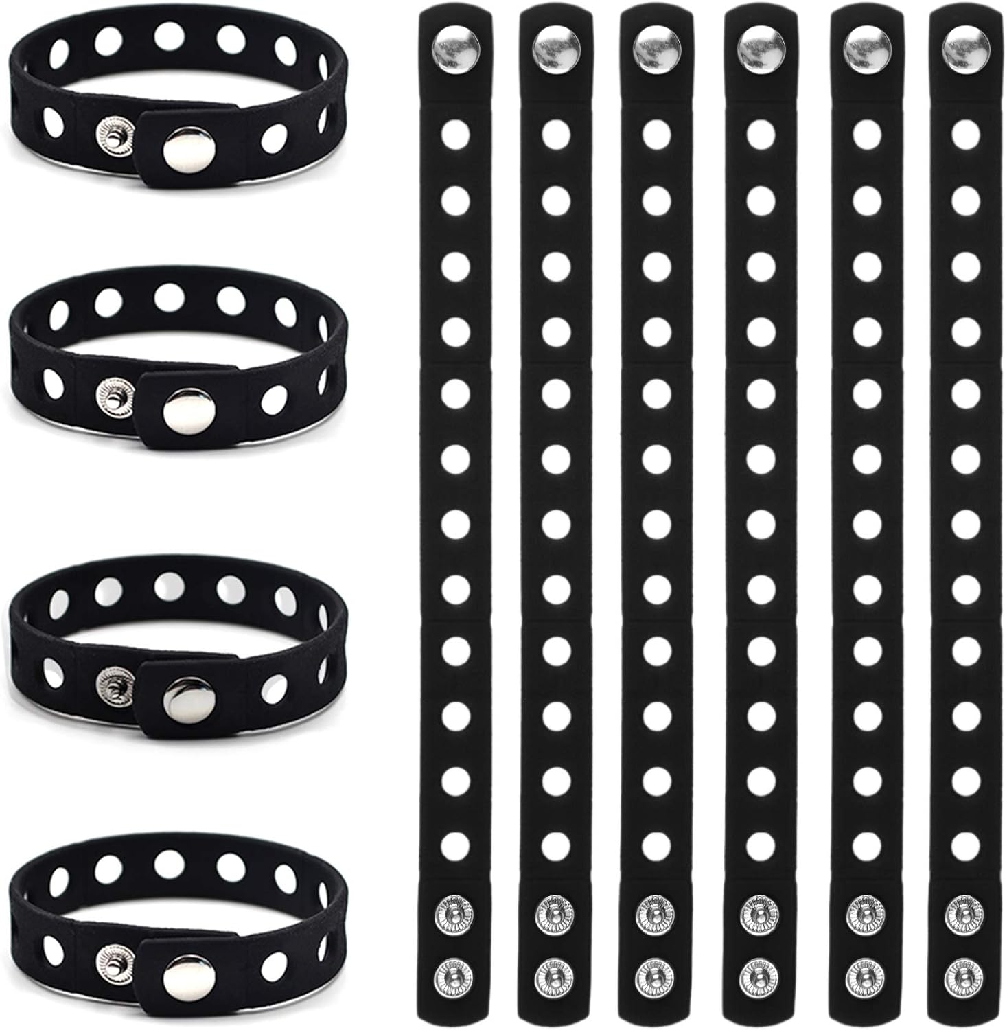 GOGO 10 PCS Adult Adjustable Silicone Bracelets for Shoe Charms Rubber Wristband