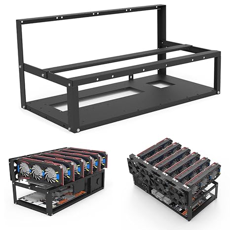 Mining Rig Frame Computer SECC Chassis Motherboard Bracket Kit Open Air Miner Mining Frame Rig Case 6 GPU Frame Case Frame Housing Graphics Card Holder Miner Computer Rack