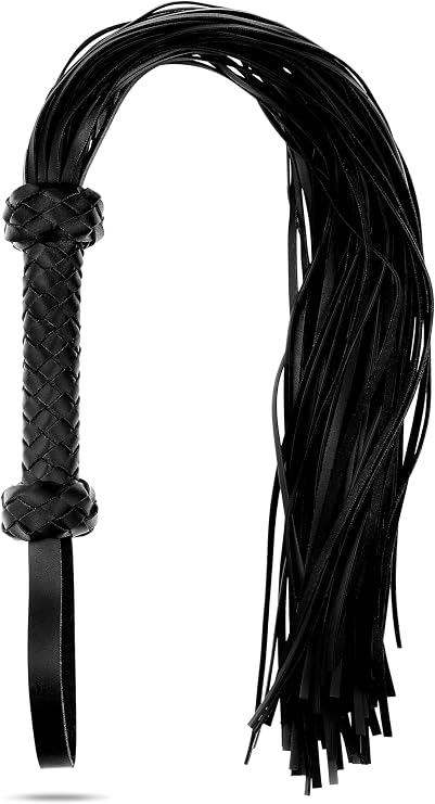 Halloween Whip for Costume, Faux Leather Riding Whip for Horses, Accessory for Equestrian Sport, Black 30"