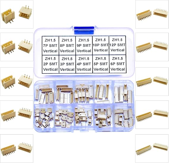 JST SMT Connector Socket, JST ZH 1.5 1.5MM 2Pin 3Pin 4Pin 5Pin 6Pin 7Pin 8Pin 9Pin 10Pin 12Pin Micro SMD Header PCB Board Surface Mount Mounting Top Type Vertical Header (JTS-ZH1.5-SMT-Ver)