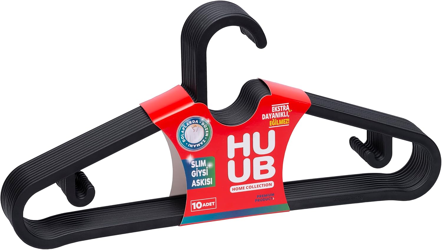 Huub Hanger Plastic Slim Hanger, Clothes Hanger, Black Hanger Standard, Qty, 10