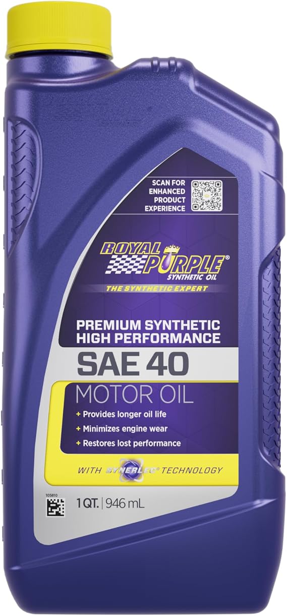 Royal Purple 01040 SAE 40 Heavy Duty High Performance Synthetic Motor Oil - 1 Quart Bottle