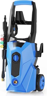 1800W Pressure Cleaner Professional Washer Cleaner with 5 Nozzles & Foam Bottle & Hose for Home