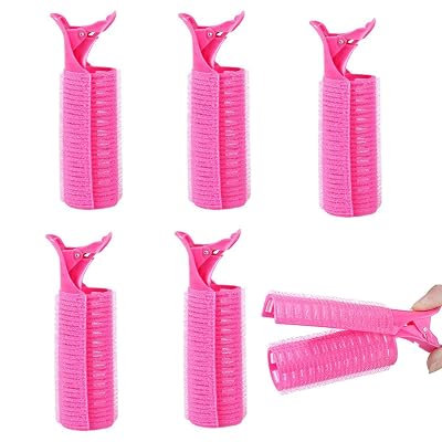 GBSTORE 5 Pcs 2 in 1 Hair Rollers with Clip, Large Size Self-Grip Curlers for Fluffy Hairstyles - Natural Hair Styling Tool