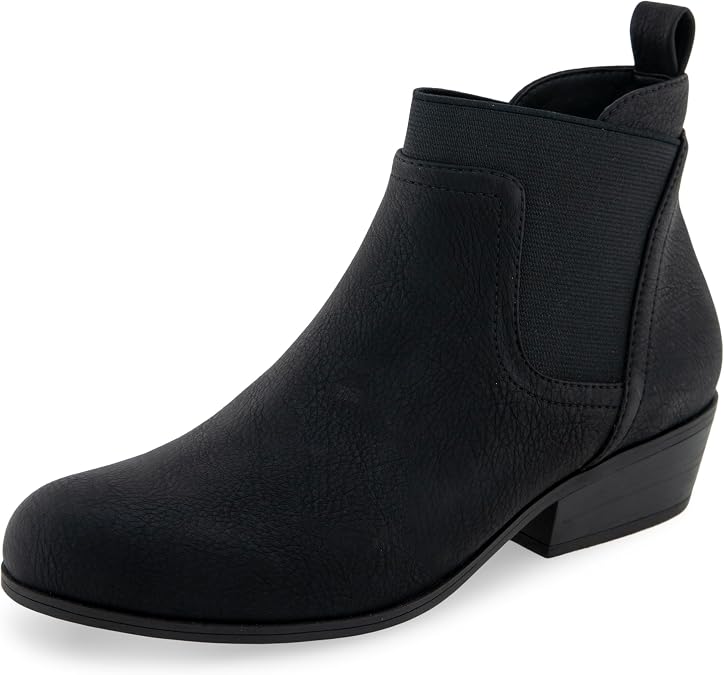 Aerosoles Caddie Women's Black Grain Faux Leather Ankle Boots 26.5 cm
