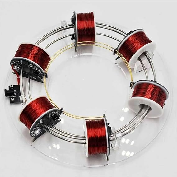 4/6 Coil Ring Electromagnetic Accelerator, 24V Lectromagnetic Cyclotron Ring Accelerator, Physics Teaching Model, for Experimental Teaching Equipment, Scientific, Gifts(6)
