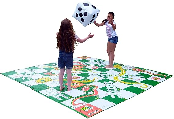 Big Game Hunters Giant Snakes and Ladders Floor Game with 3 Meters x 3 Meters PVC Mat & Inflatable Dice for Players of All Ages - Giant Board Games