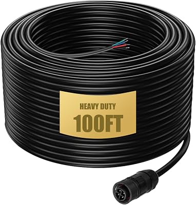Goldlife 4 Way Pool Light Wire 100 Feet with 4-Pin M16 Connector for P11 Pool Light Flexible 4 Conductor Insulated Cable PVC Low Voltage RGB Light Wiring Extension