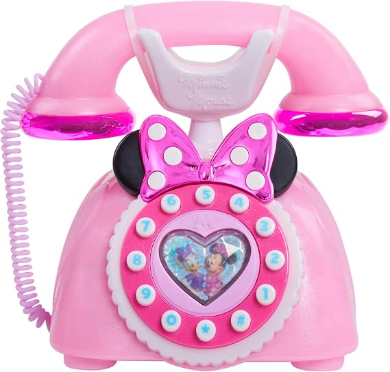 Disney Junior Minnie Mouse Ring Me Rotary Style Phone with Lights and Sounds, Pink, Kids Toys for Ages 3 Up by Just Play