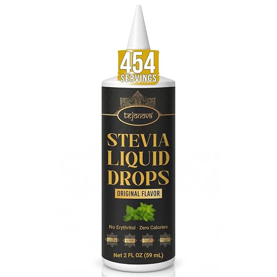 tejonova Stevia Liquid Drops, Zero Calorie Stevia Liquid Sweetener from Pure Stevia Extract, Stevia Sweetener for Drinks, Treats, No Sugar Liquid Stevia Drops, Keto Sweetener, No Aftertaste, 454 Servings, 2 fl oz (59 ml)