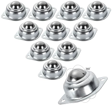 16Pcs 1 Roller Ball Transfer Bearings, 360o Rotation Universal Ball Casters, 400Lbs Carbon Steel Round Ball Transfer Unit for Conveyor, Roller Stand, Transmission, Furniture