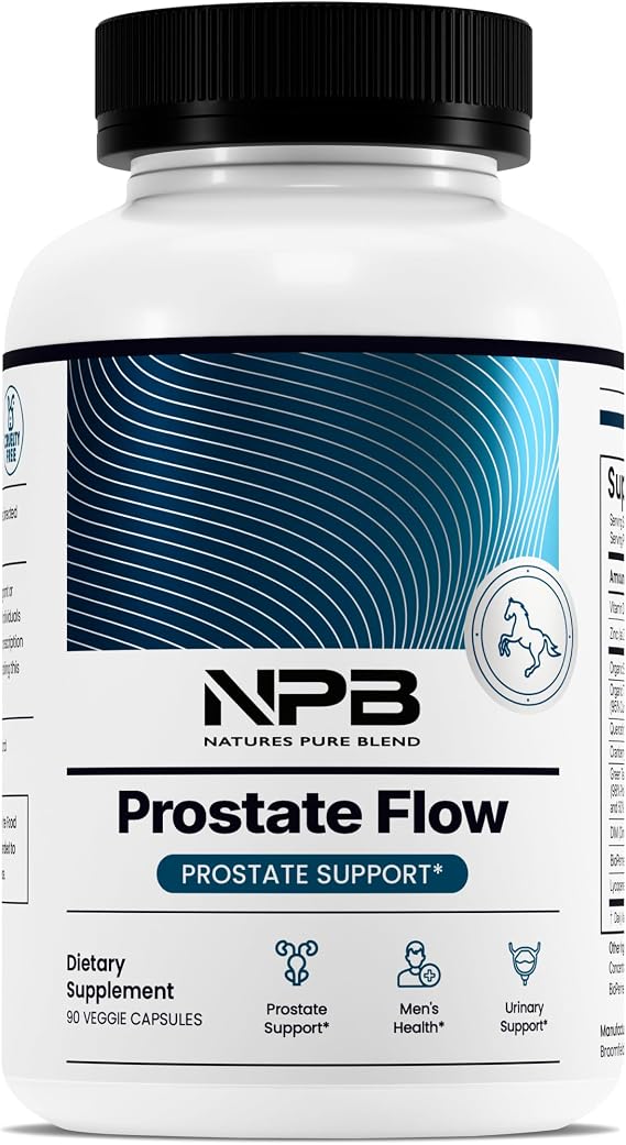 Natures Pure Blend Prostate Flow Prostate Health Supplements for Men with Saw Palmetto, Herbal Complex and Essential Nutrients Support for Flow, Balance, Hair Strength, and Wellness 90 Capsules