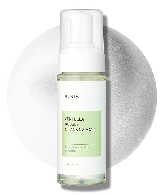 IUNIK Centella Bubble Cleansing Foam - Tea Tree Pore Care 5.07 fl oz | Centella Asiatica & Vegan Facial Cleanser for Soothing, Exfoliating & Pore Care, Removes Blackheads & Whiteheads
